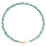 Green Aventurine Beaded Choker Necklace with Gold Bow