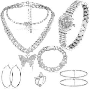 Butterfly Hip Hop Jewelry Set – 8 Pieces