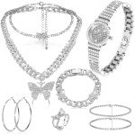 Butterfly Hip Hop Jewelry Set – 8 Pieces