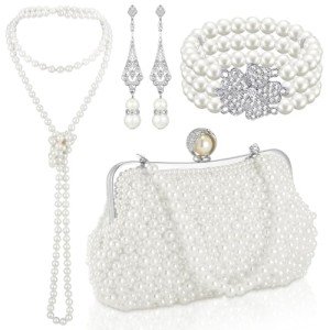 1920s Beaded Pearl Jewelry Set for Women