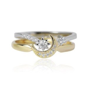 Moon and Star Sterling Silver Stackable Ring Set