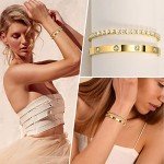 Gold Chain Link Bracelets with Cubic Zirconia