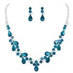 Peacock Blue Teardrop Necklace and Earrings Set