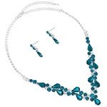Peacock Blue Teardrop Necklace and Earrings Set