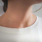 Adjustable Gold Tube Chain Choker Necklace