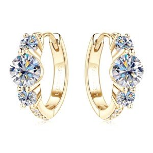 Moissanite Hoop Earrings in Sterling Silver