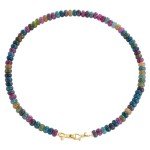 Rainbow Tourmaline Beaded Choker with Gold Bow