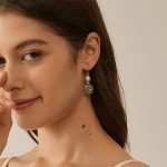 Natural Jade & Freshwater Pearl Dangle Earrings