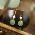 Natural Jade & Freshwater Pearl Dangle Earrings