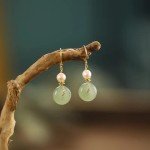 Natural Jade & Freshwater Pearl Dangle Earrings