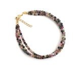 Colorful Multi-Tourmaline Beaded Bracelet with Gold Chain