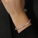 Simple 925 Sterling Silver Open Bangle Bracelet