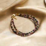 Colorful Multi-Tourmaline Beaded Bracelet with Gold Chain