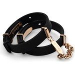Black Silicone and Rose Gold ID Cuff Bracelet