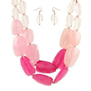 Ombre Pink Statement Necklace and Earring Set