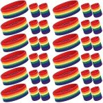 Rainbow Striped Sweatband Set - 36 Pieces