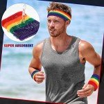 Rainbow Striped Sweatband Set - 36 Pieces