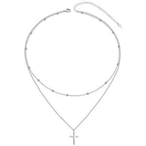 Sterling Silver Faith Cross Choker and Butterfly Necklace