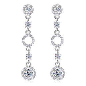 Moissanite Dangle Earrings in 18K White Gold