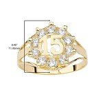 10k Yellow Gold Cubic Zirconia Quinceañera Ring - Size 7