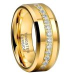TUTISS 8mm Gold Tungsten Couples Wedding Bands