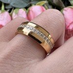 TUTISS 8mm Gold Tungsten Couples Wedding Bands
