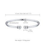 Simple 925 Sterling Silver Open Bangle Bracelet