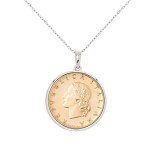 Italian 20-Lira Coin Sterling Silver Pendant Necklace