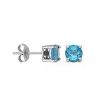 Sterling Silver Swiss Blue Topaz Stud Earrings