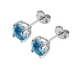 Sterling Silver Swiss Blue Topaz Stud Earrings