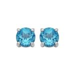 Sterling Silver Swiss Blue Topaz Stud Earrings