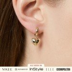 Puffed Heart Hoop Earrings in Gold & Silver