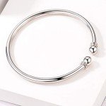 Simple 925 Sterling Silver Open Bangle Bracelet