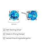 Sterling Silver Swiss Blue Topaz Stud Earrings