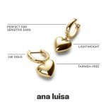 Puffed Heart Hoop Earrings in Gold & Silver