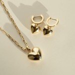 Puffed Heart Hoop Earrings in Gold & Silver