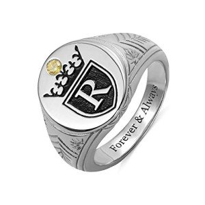 Personalized 925 Silver Crown Signet Ring