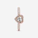 PANDORA Sparkling Heart Ring in Rose Gold