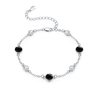 Elegant Black Onyx Beaded Bracelet with Silver 925