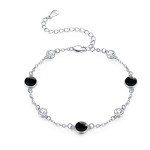Elegant Black Onyx Beaded Bracelet with Silver 925