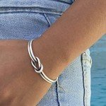 Minimalist Sterling Silver Knot Cuff Bracelet