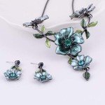 Vintage Boho Blue Floral Jewelry Set for Women