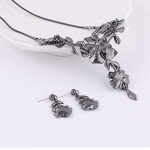 Vintage Boho Blue Floral Jewelry Set for Women
