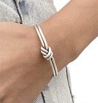 Sterling Silver Knot Cuff Bracelet - Adjustable Design