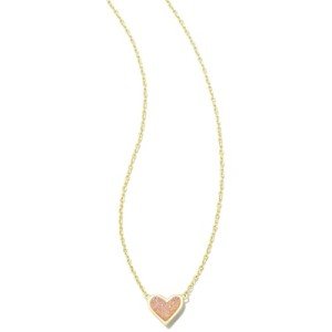 Kendra Scott Heart Pendant Necklace in Pink Drusy