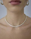 Rhodium Plated Diamond Tennis Necklace for Women