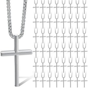 48 Pcs Silver Cross Necklaces – Perfect Gifts for Men