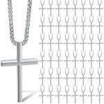 48 Pcs Silver Cross Necklaces – Perfect Gifts for Men