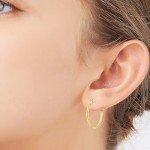 14K Gold Engraved Hoop Earrings for Women