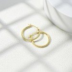 14K Gold Engraved Hoop Earrings for Women